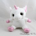 Grandi occhi di peluche unicorno bianco e rosa