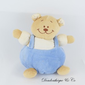 NOUKIE'S Bear Stuffed Ball Bell Big Smile Blau Overall Vintage 17 cm