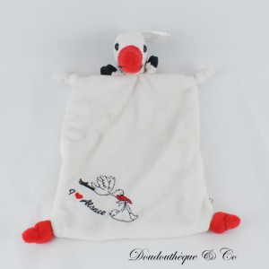 Peluche piatto Cicogna Alsazia bianco nero 4 nodi 28 cm