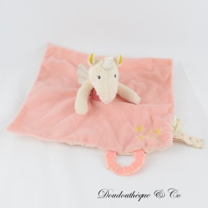 Flaches Einhorn Kuscheltier Galipette MOULIN ROTY Lilou und Perlin rosa beige Flügel im Rücken 25 cm