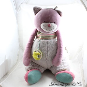 MOULIN ROTY Les Pachats rosa lila Glockenkatze Aktivität Plüschtier 65 cm