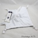 Flaches Kaninchen Kuscheltier PETIT BATEAU Milleraies gestreift blau weiß 4 geknotete Ecken Stoffe 22 cm