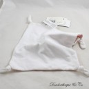 Flaches Kaninchen Kuscheltier PETIT BATEAU Gestreifte Milleraies rosa weiß 4 geknüpfte Ecken Stoffe 22 cm