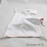 Flaches Kaninchen Kuscheltier PETIT BATEAU Gestreifte Milleraies rosa weiß 4 geknüpfte Ecken Stoffe 22 cm