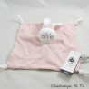 Flaches Kaninchen Kuscheltier PETIT BATEAU Gestreifte Milleraies rosa weiß 4 geknüpfte Ecken Stoffe 22 cm