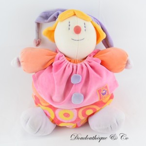 Gino MOULIN ROTY rosa lila Glocke Clown Plüschtier 27 cm