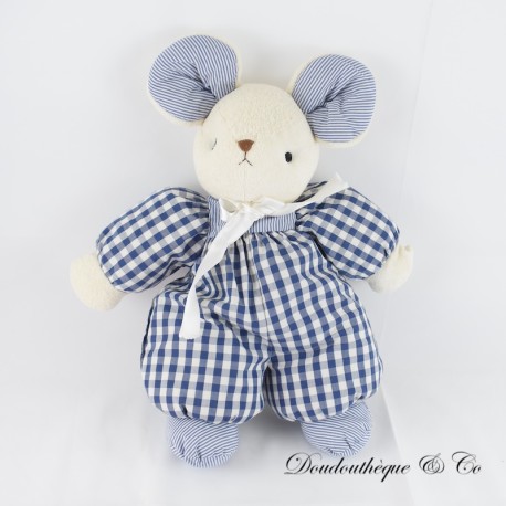 Vintage Maus Teddybär Plüsch in Blau und Weiß Plaid 47 cm Vintage Maus Teddybär Plüsch in Blau und Weiß Plaid 47 cm