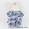 Vintage Maus Teddybär Plüsch in Blau und Weiß Plaid 47 cm