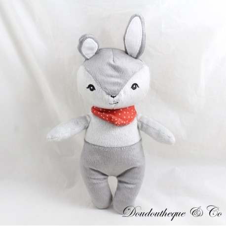 IKEA grey bunny plush red bandana with polka dots IKEA grey bunny plush red bandana with polka dots