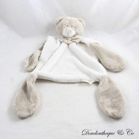 Flaches Bär Kuscheltier NO BRAND beige Fliege 4 Ecken 28 cm