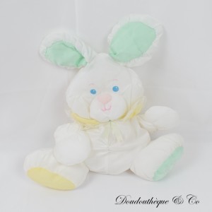FISHER PRICE Puffalump Bunny Plüsch Weiß Fallschirm Canvas Glocke 25 cm