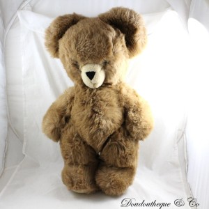 Braunes Vintage Teddybär Plüschtier mit roter Zunge 48 cm
