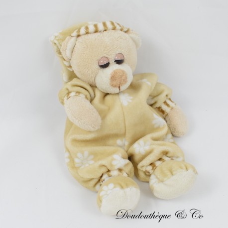 EMRAD CREATIONS Schlafbär Plüsch beige Pyjama Gänseblümchen 25 cm
