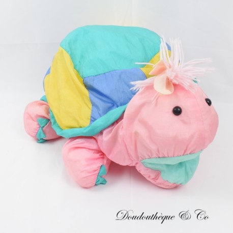 SIPLEC Vintage Schildkröte Plüsch Puffalump Style aus blau-grünem Fallschirm-Canvas 50 cm SIPLEC Vintage Schildkröte Plüsch Puffalump Style aus blau-grünem Fallschirm-Canvas 50 cm