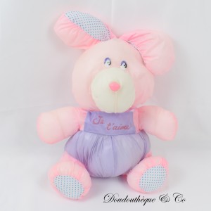 BIKIN Puffalump Bunny Plüsch Fallschirm Leinwand I Love You Pink und Lila Vintage 35 cm