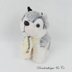 Husky CMP grau und weiß melierter Plüschschschal bestickt TERMIGNON 14 cm