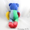 Vintage Teddybär BERCHET Blau Grün Gelb Rot Magnetische Füße 43 cm