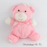 Teddybär SANS MARQUE Vintage Overall in Rosa und Weiß 28 cm