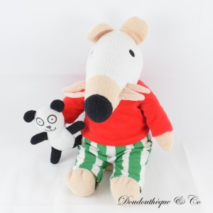 Plüschtier Mimi die Maus MAISY LUCY COUSINS mit ihrem Kuscheltier rotes T-Shirt grün und weiße Hose 40 cm 2002