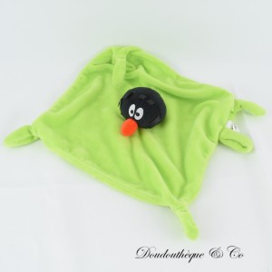 Flaches Kuscheltier PETIT POILU grün und schwarz Schnullerclip 4 Knoten 23 cm