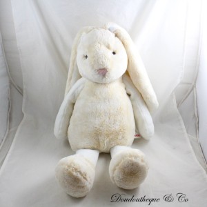 Grande peluche lapin AURORA WORLD blanc sable ocre 52 cm