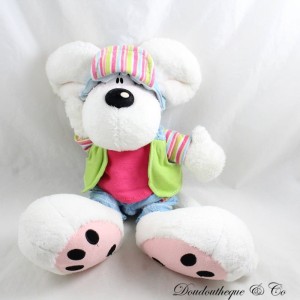 Mouse peluche DIDDL Depesche berretto e pantaloncini di jeans gilet verde topo bianco 32 cm