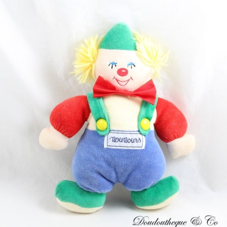 Vintage Plüsch Clown Teddybär Grün Blau Gelb Rot Fliege 22 cm Vintage Plüsch Clown Teddybär Grün Blau Gelb Rot Fliege 22 cm
