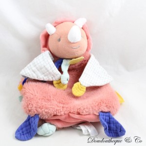 Flaches Kuscheltier Lou triceratops DOUDOU ET COMPAGNIE Les Calinosaures pink 25 cm