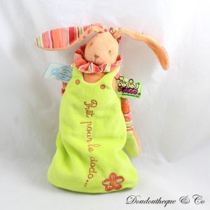 Kaninchen Kuscheltier DOUDOU ET COMPAGNIE Tatoo Schlafsack grün orange 25 cm