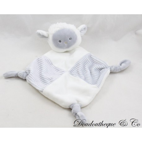 Doudou flaches Schaf TOM & KIDDY grau weiß Diamantglocke 30 cm