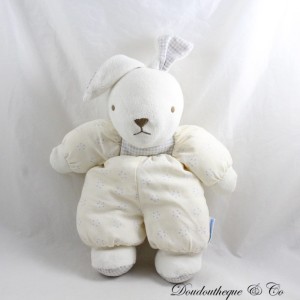 Vintage Teddybär Stoffkaninchen Weiß Blau Vichy-Karo 32 cm