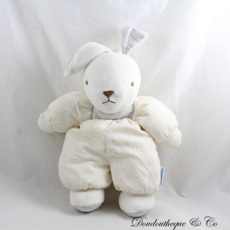 Vintage Teddybär Stoffkaninchen Weiß Blau Vichy-Karo 32 cm Vintage Teddybär Stoffkaninchen Weiß Blau Vichy-Karo 32 cm
