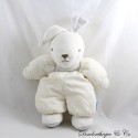 Vintage Teddybär Stoffkaninchen Weiß Blau Vichy-Karo 32 cm