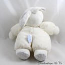 Vintage Teddybär Stoffkaninchen Weiß Blau Vichy-Karo 32 cm