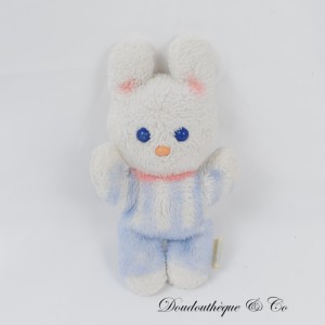Ausgestopftes Kaninchen PASTELLFARBEN Blau und Weiß Blaue Augen Vintage 20 cm