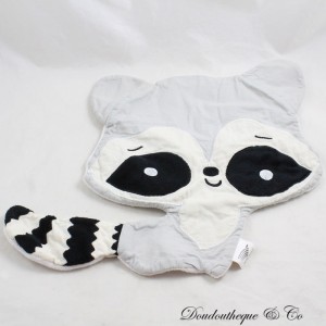 Waschbär flaches Kuscheltier PRADEL FRANCE grau schwarz 30 cm