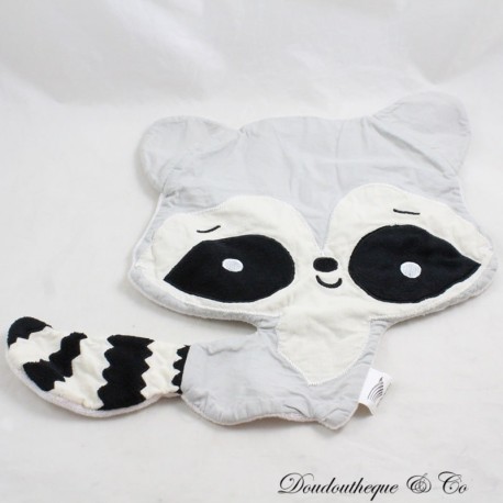 Peluche piatto procione PRADEL FRANCE grigio nero 30 cm Peluche piatto procione PRADEL FRANCE grigio nero 30 cm
