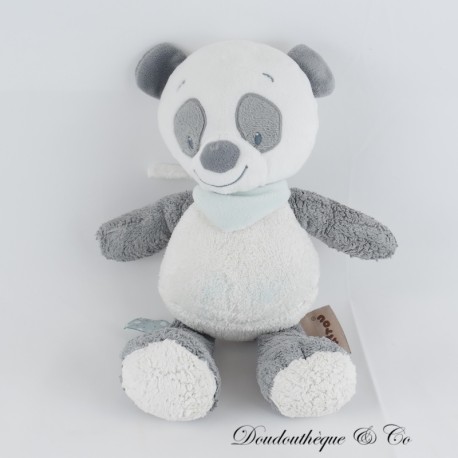 Plüsch Loulou der Panda NATTOU grau weiße Bandanas 30 cm