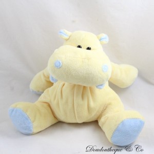 Peluche ippopotamo vintage blu giallo NO MARK 19 cm