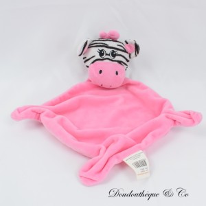 BABOU Zebra flaches Kuscheltier mit weißen und schwarzen Streifen rosa Körper 35 cm