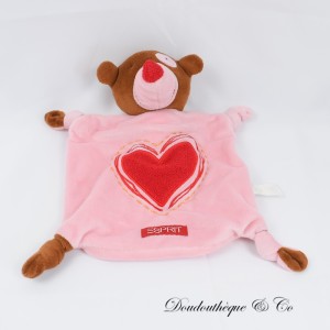 Flaches Kuscheltier Bär ESPRIT braune Schleifen Kokarde und Herzstickerei 25 cm