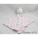 Flaches Kuscheltier Katze OBAIBI Pucktuch rosa weiß Schläfer Herzen 30 cm