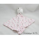 Flaches Kuscheltier Katze OBAIBI Pucktuch rosa weiß Schläfer Herzen 30 cm