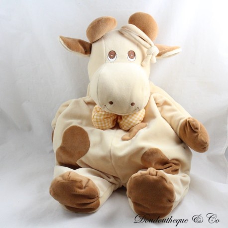 Plush cow pyjama organizer PRISCILLA LARSEN beige brown orange bow tie 48 cm Plush cow pyjama organizer PRISCILLA LARSEN beige brown orange bow tie 48 cm