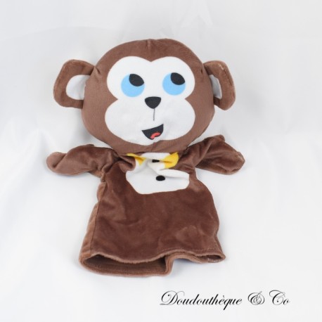 ZEEMAN braune Affenpuppe Kuscheltier mit gelber Schleife 26 cm