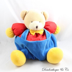 Vintage Plüschbär NICOTOY rot blau gelb Fliege Patapouf 30 cm