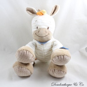 Arthur Zebra NATTOU Arthur und Louis beige blaue Glocke Plüschtier 28 cm