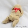 LA REDOUTE hellbraunes längliches rotes Satinband Hundeplüsch 21 cm