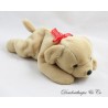 LA REDOUTE hellbraunes längliches rotes Satinband Hundeplüsch 21 cm