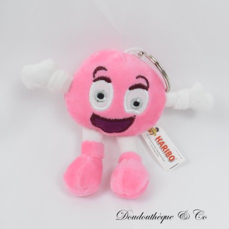 Porte clef publicitaire fraise tagada HARIBO rose blanc 10 cm Porte clef publicitaire fraise tagada HARIBO rose blanc 10 cm